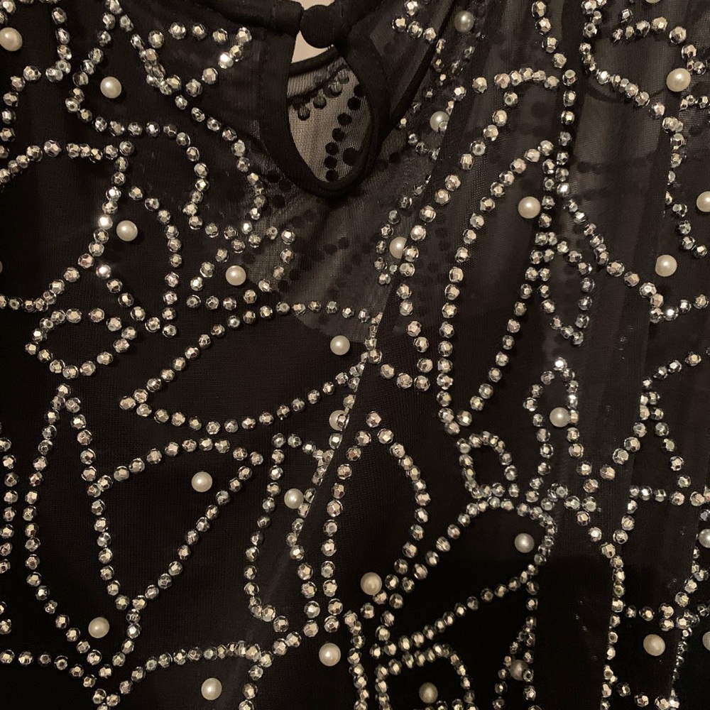 MSK Women's New Asymmetrical  PL Beaded & pearl like Overlay …Gown in black 😎 - Picture 3 of 11